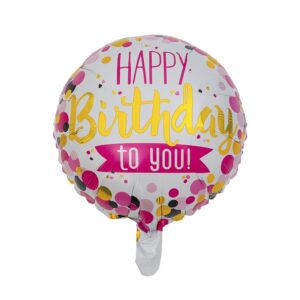 Folieballong Happy Birthday Rosa rund – 44 cm