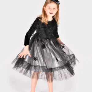 Häxdräkt med Klänning och Pannband 6-8 år