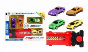 Die-cast leksaksbilar i metall med katapult 4-pack