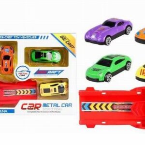 Die-Cast Leksaksbilar 4st + Katapult