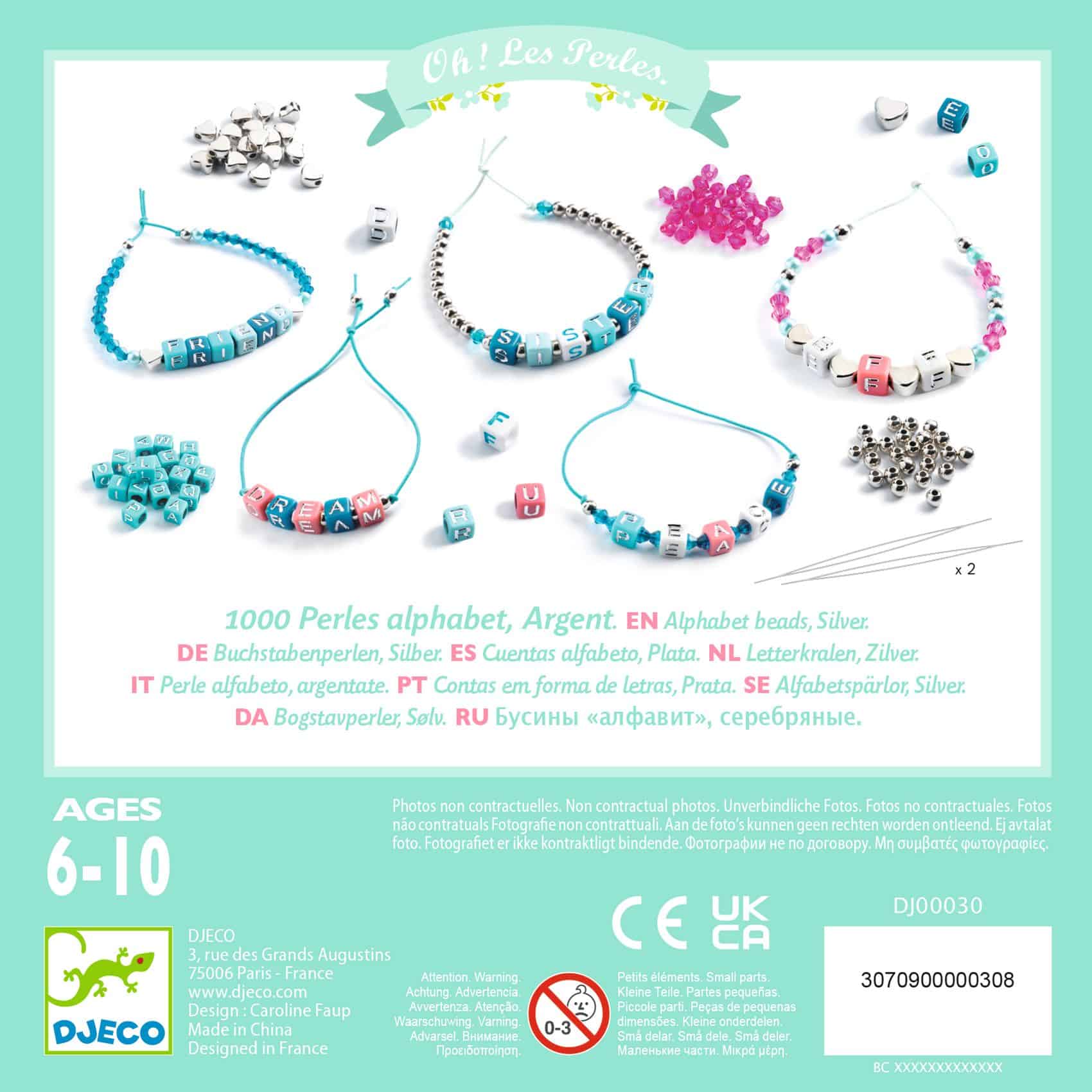 Djeco Alfabetpärlor 1000 st Silver - Bild 3