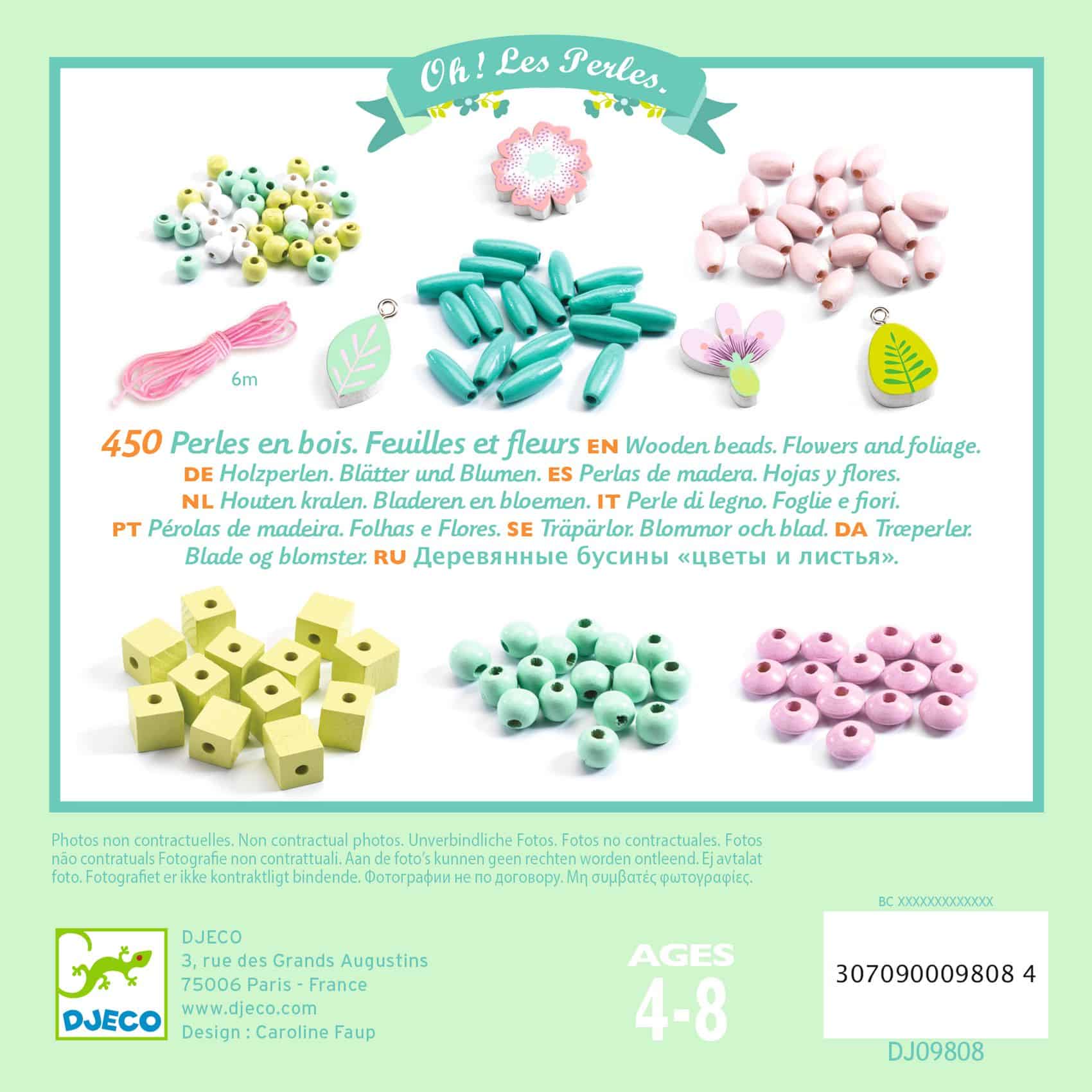 Djeco Träpärlor 450 st Löv och Blommor - Bild 3