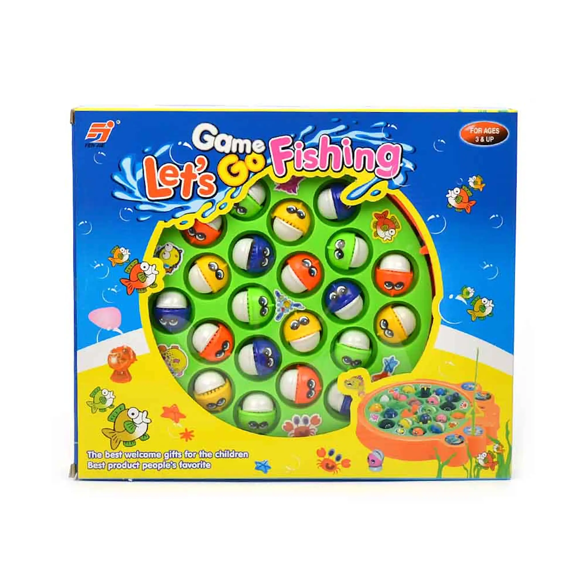 Barn som leker med färgglatt fiskespel och magnetiska fiskespön