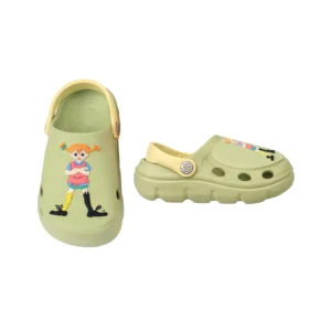 Pippi Långstrump sandaler och tofflor i grön färg för barn.