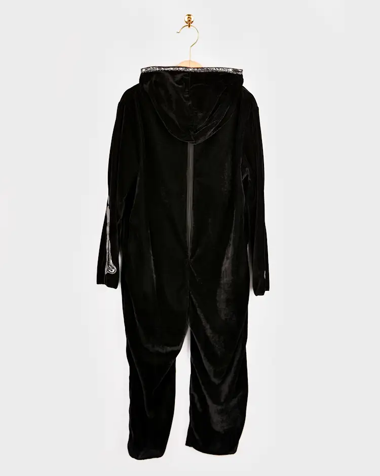 Skelettdräkt barn svart jumpsuit med huva