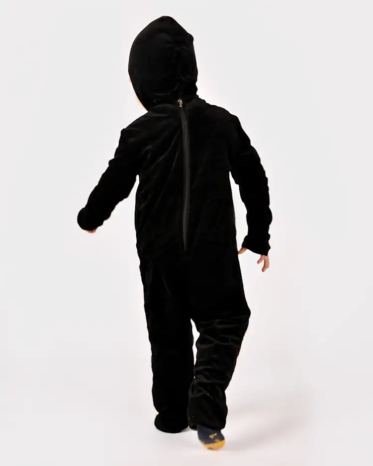 Skelettdräkt barn svart jumpsuit med huva